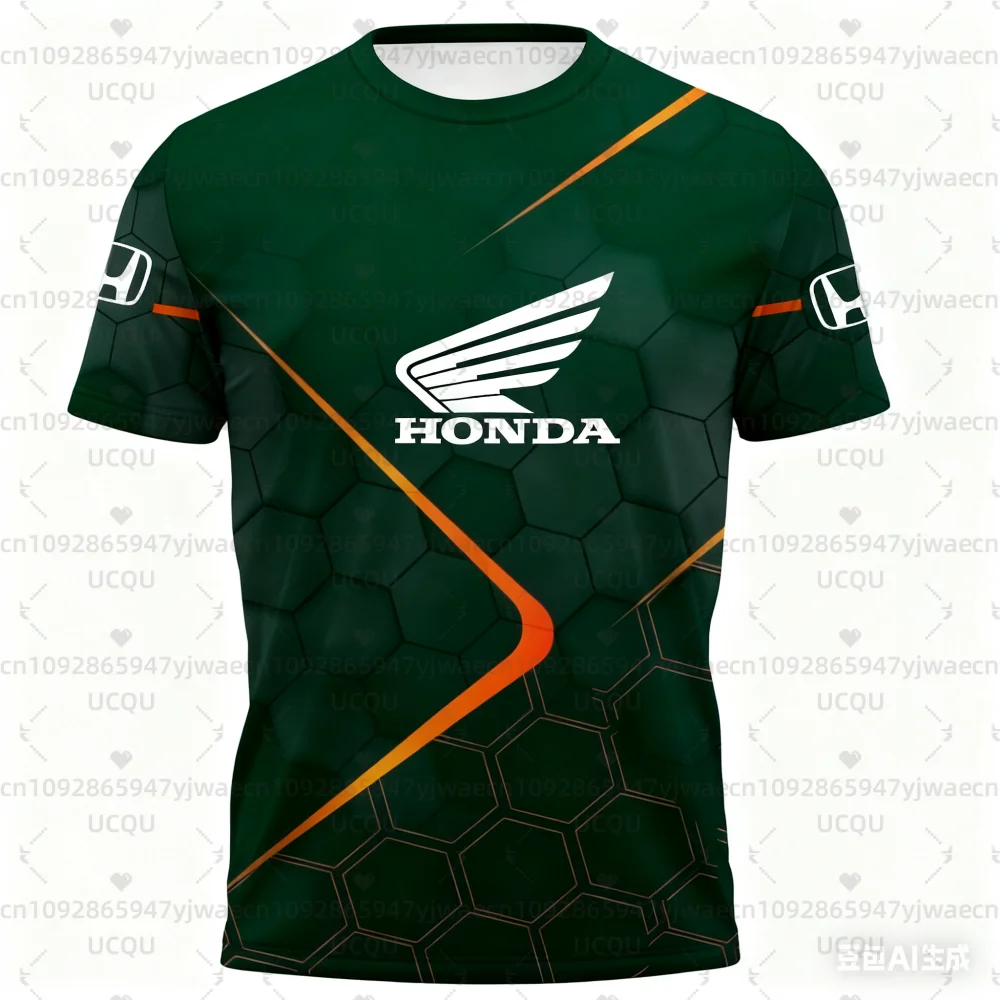 الرجال هوندا الصيف تي شيرتات قصيرة الاكمام دراجة نارية رياضية سباق سريعة الجافة جيرسي عادية التدرج اللون عشاق الدراجات النارية #2