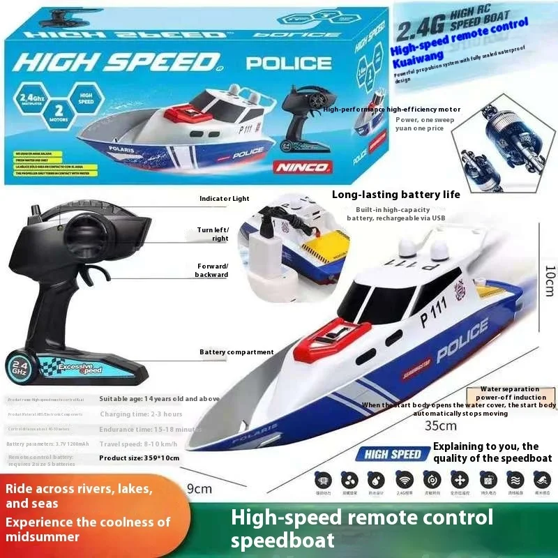 High-Speed Rc-boot - Draadloze afstandsbediening Elektrische waterdichte speedboot voor buitenraces Waterspeelgoedcadeau voor kinderen