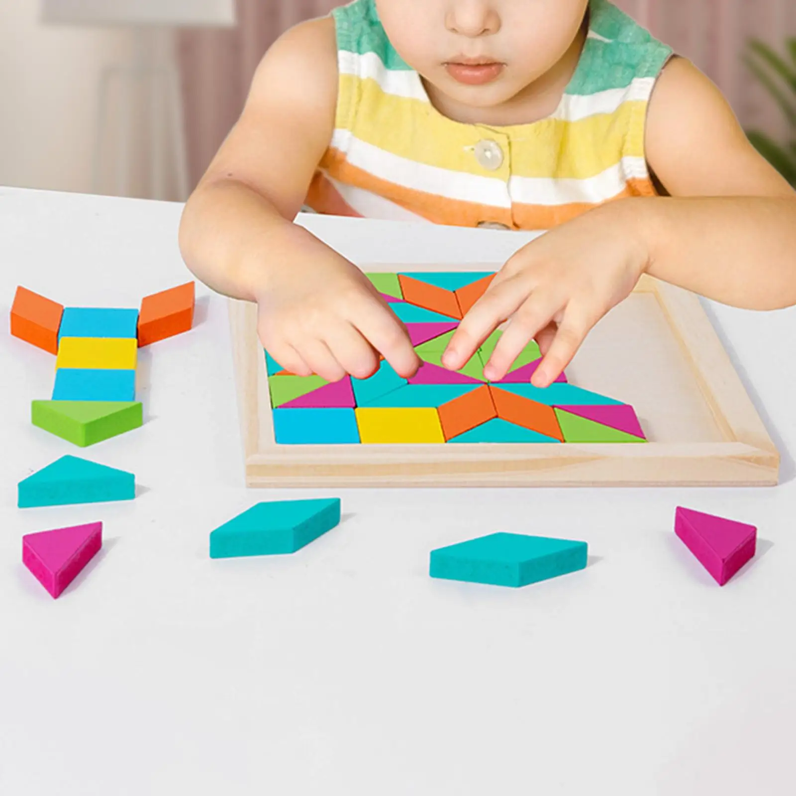 Geometrische Vormen Blokken, Patroonblokken Kinderen Tangram Educatief Speelgoed, Roadtrip Games, Houten Patroonblokken Voor Kinderen