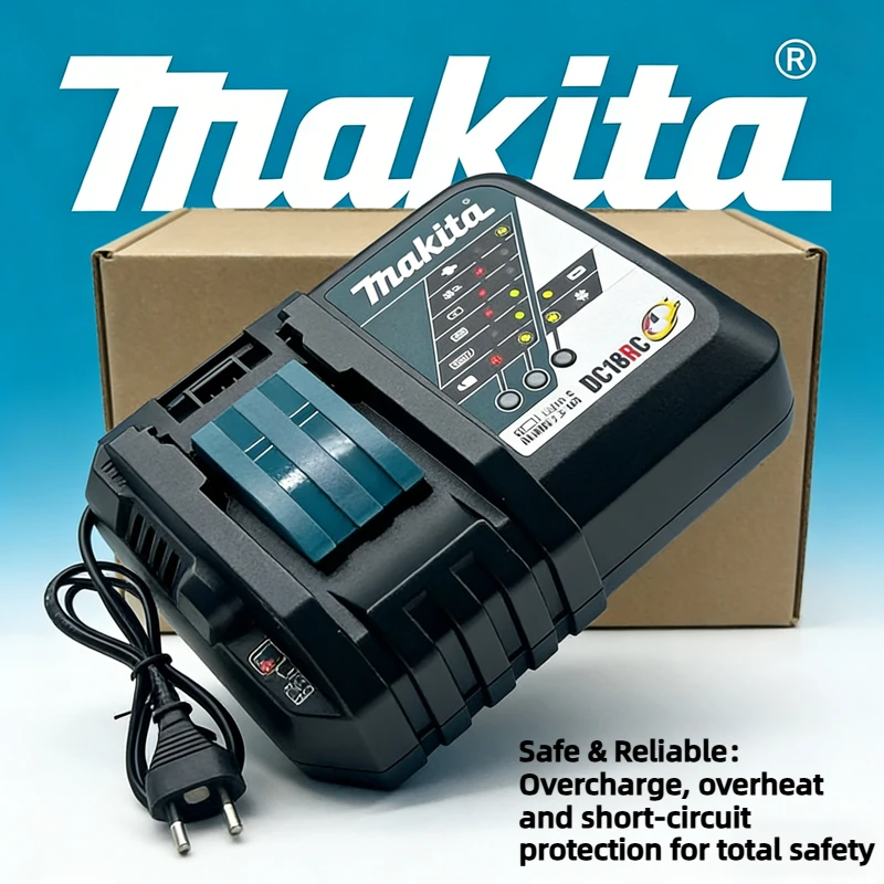 DC18RC 3A Fast Charger For Makita 14.4V-18V Li-ion Battery BL1850 BL1820 Belt Efficient Cooling LED Display Charger