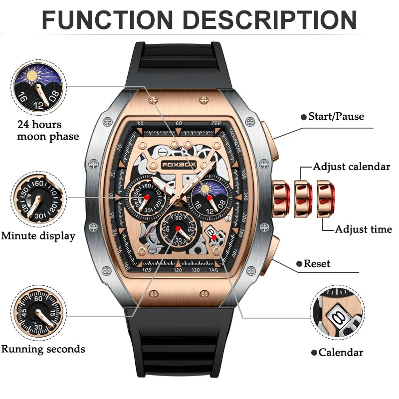 Relógio esportivo impermeável masculino, quartzo militar, cronógrafo, relógio de pulso, luxo, negócio, marca superior, novo, 2022