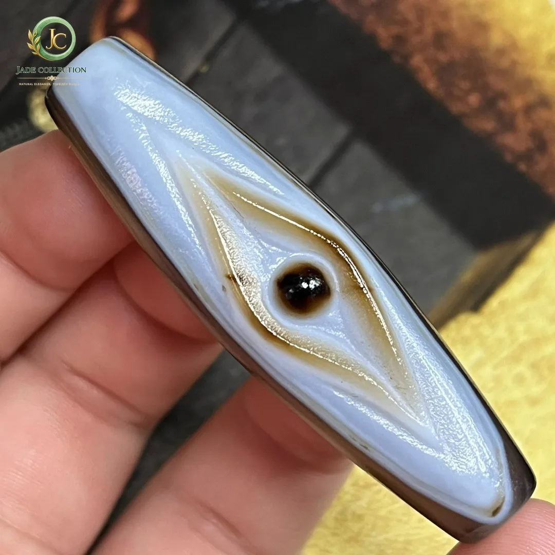 Unique Tibetan Natural Old Agate dZi Carved*Sky Eye* Bead Amulet Z0810