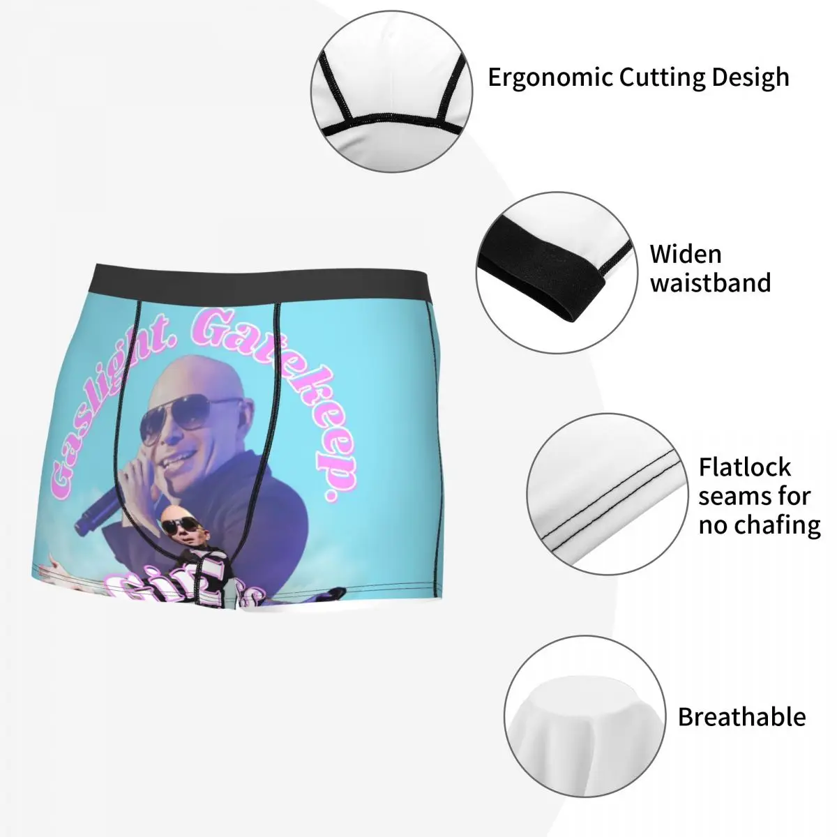 Mr Worldwide Says To Girlboss Underwear Men Sexy Printed Customized Pitbull Boxer Shorts Panties