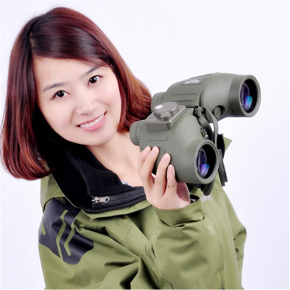 Agnicy MC7x50 7x50mm Double Tube Fat Belly Large Navigation BAK4 Telescope HD High-altitude Admiral with Compass Binoculars