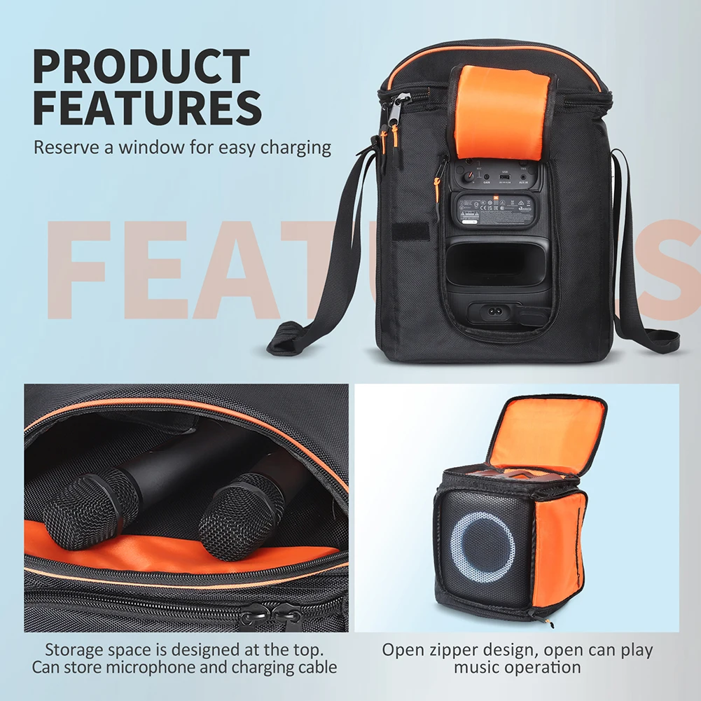 Portable Protective Case Large Capacity Travel Carrying Case with Adjustable Strap Accessories for JBL PartyBox Encore Essential