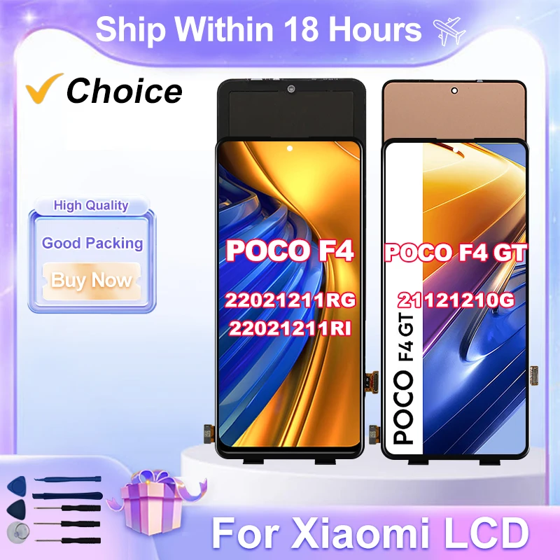 AMOLED For Xiaomi Poco F4 GT Display Touch Screen Digitizer Assembly For Xiaomi Poco F4 LCD 21121210G 22021211RG Screen Parts