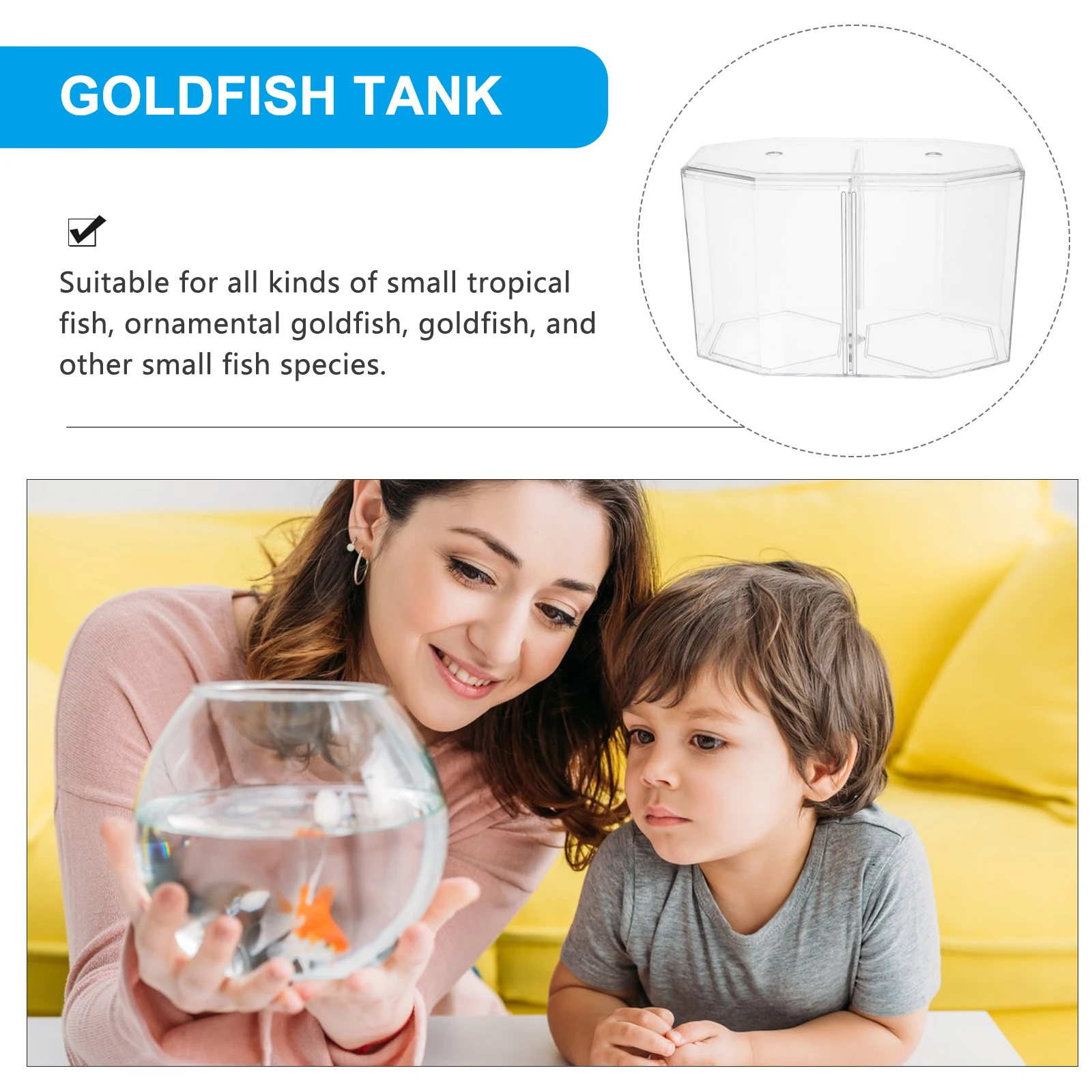 

Transparent Fish Breeding Box Acrylic Safe Smooth Isolation Tank for Hatch Fry Young Fish Aquarium Accessory Clear Incubation
