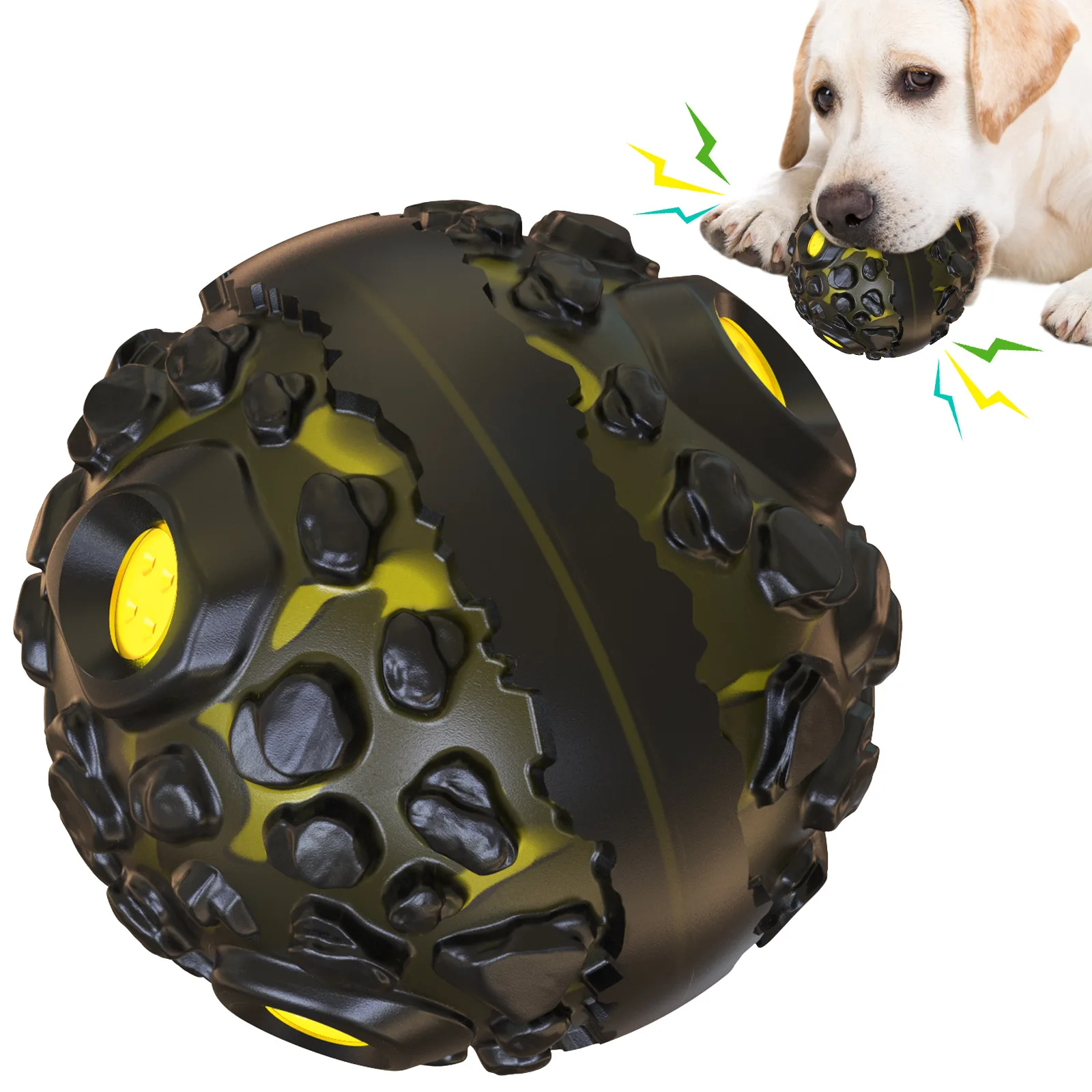 

Squeaky Dog Chew Ball Meteorite Shape Funny Sound Puppy Teething Toy Durable Pet Play Supply