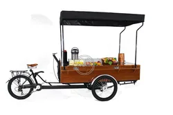 Retro Coffee Cargo Bike Mobile Business Fruit Vending Bicycle Three Wheel Electric Adults Tricycle for Sale