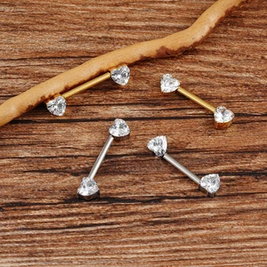 1pc Grand Astm F136 Titan 14g Herz CZ drahtloser Brustwarzenring Pin gerade Mamilo Langhantel Piercing Body Schmuck für Frauen Männer 6 Hauptnippelclip -Verkauf - №6