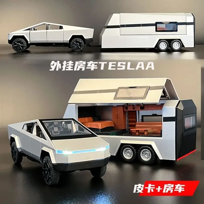 1: 32 Models Anime Surrounding Tesla Pickup Trailer Model Ornament Handmade Model Children's Christmas Gift