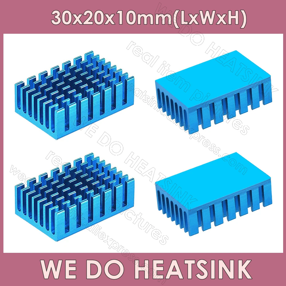 

WE DO HEATSINK 30x20x10mm Without or With Thermal Pad Blue Slotted Anodized Aluminum Heatsink Cooler Radiator