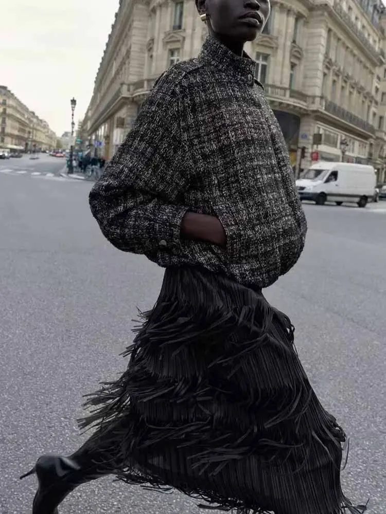 

European and American style winter new arrivals fashion trend women's clothing metallic thread structure jacket coat