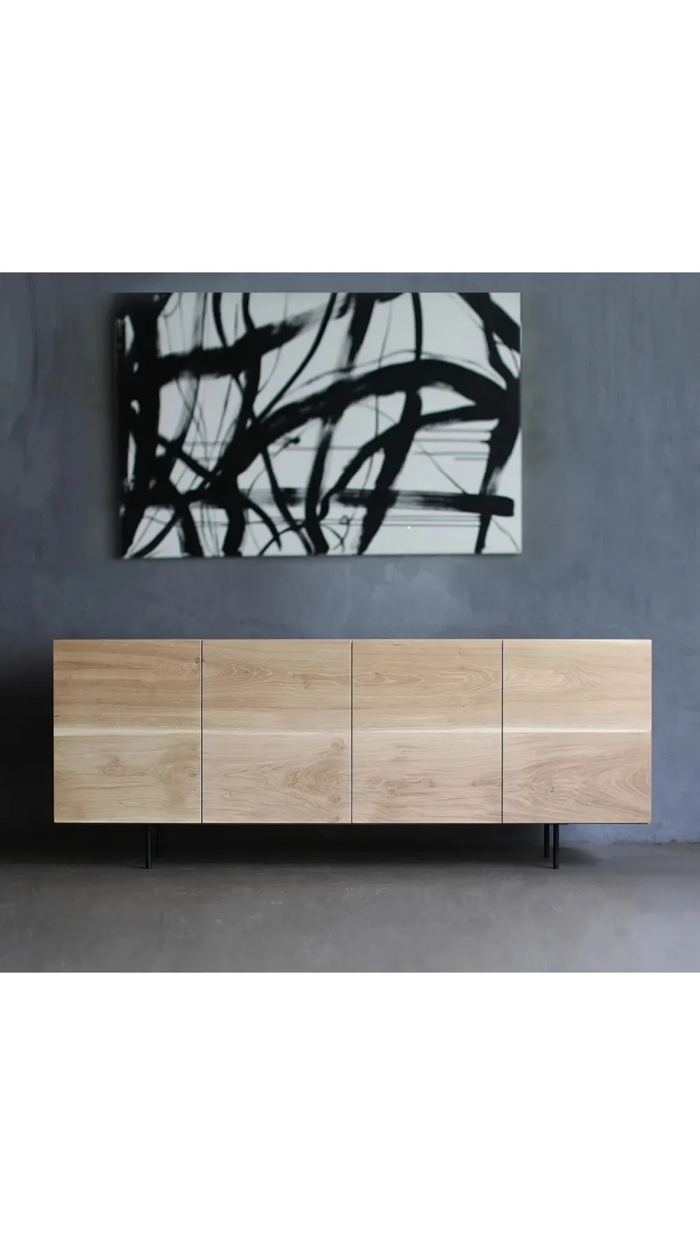 

#Minimalist Wabi-Sabi Style Modern Simple Solid Wood Nordic Black Walnut Oak Sideboard Tall TV Cabinet Living Room Adjustable