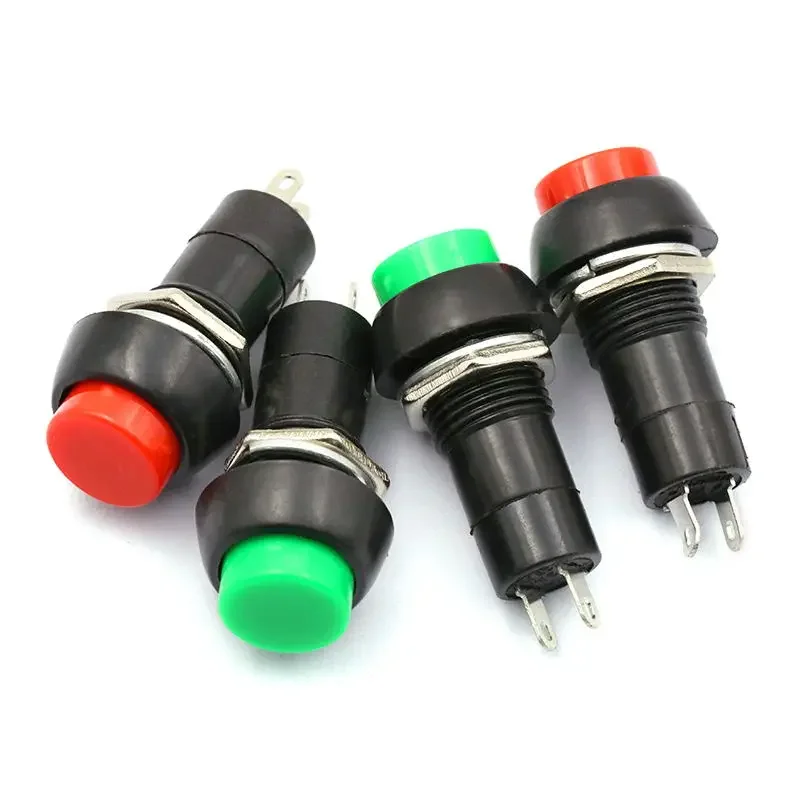 5PCS PBS-11A PBS-11B 12mm Self-locking / Self-Recovery Plastic Push Button Switch Momentary 3A 250V AC 2PIN Red and Green