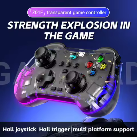 Z01F Wireless Game Controller for PS3/PS4/PC/Switch/Android/iOS Double Hall Effect Bluetooth Gamepad with 6-Axis Gyro RGB Light