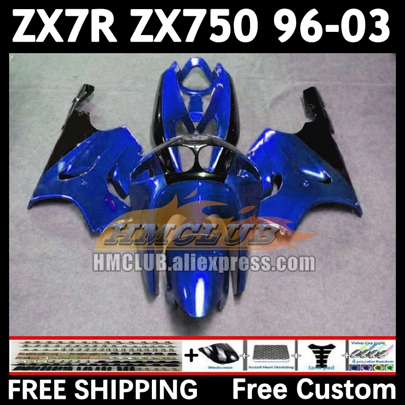 Body gloss blue Kit For KAWASAKI NINJA ZX-7R ZX-750 96 97 98 99 162No.101 ZX 7R 750 7 R ZX750 ZX7R 2000 2001 2002 2003 Fairing