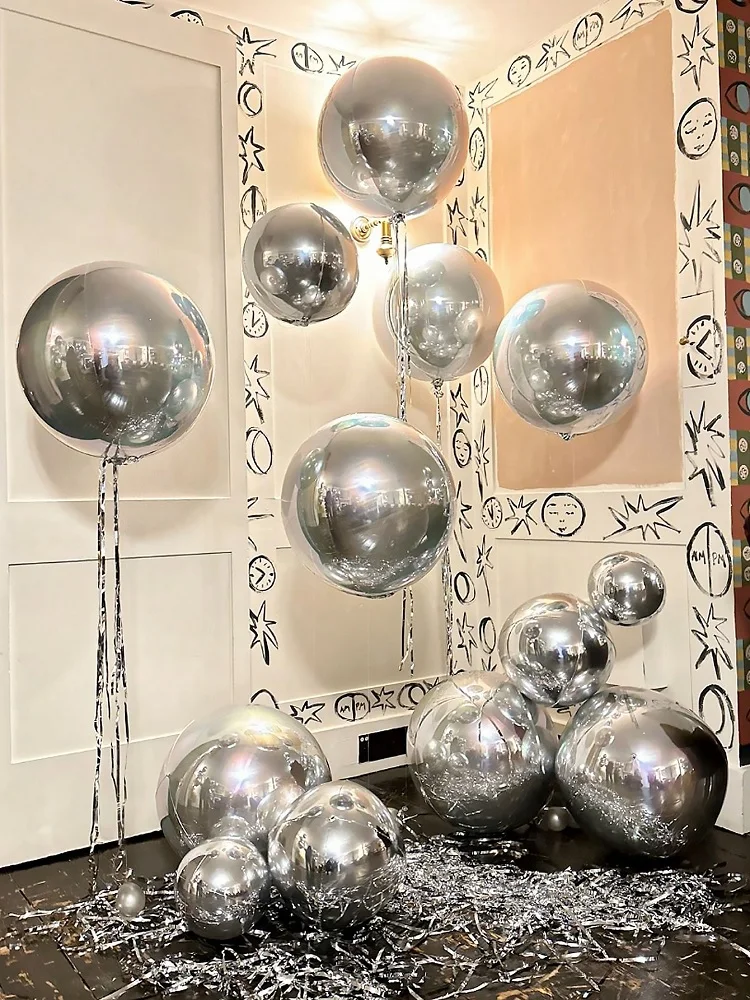 1/3/5 Stück silberne 4D-Effekt-Aluminiumfolienballons für silberne Themen, Geburtstagsfeiern, Junggesellinnenabschiede, Hochzeiten, Brautmädchen-Themen Dec – Detail 3