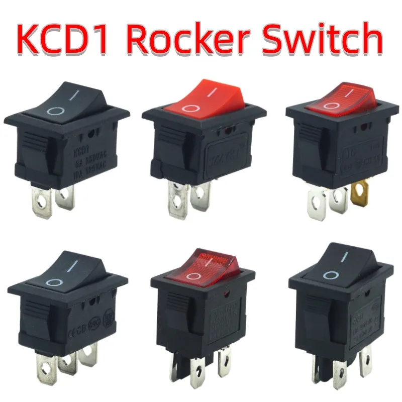 1pcs KCD1 LED ON-OFF 4 Pin Boat Car Rocker Switch 21*15mm 6A/250V 10A/125V AC Black Red Green Light Siwtch