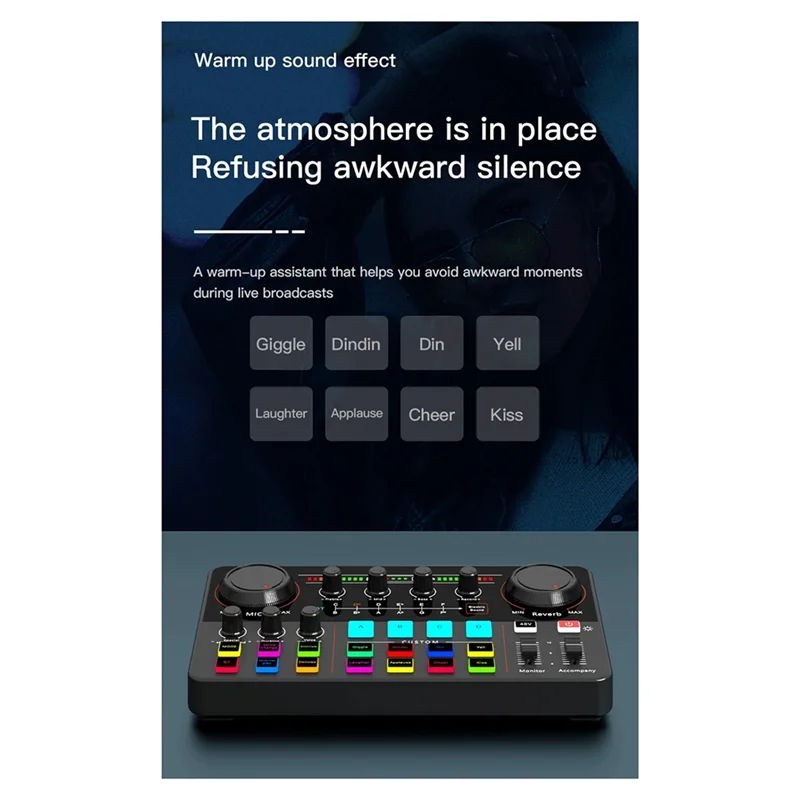 

M13knew H500 Sound Card Live Broadcast 12 Electronic Tone Sound Card Audio Soundcar Voice Changer For Mobile Phone Computer