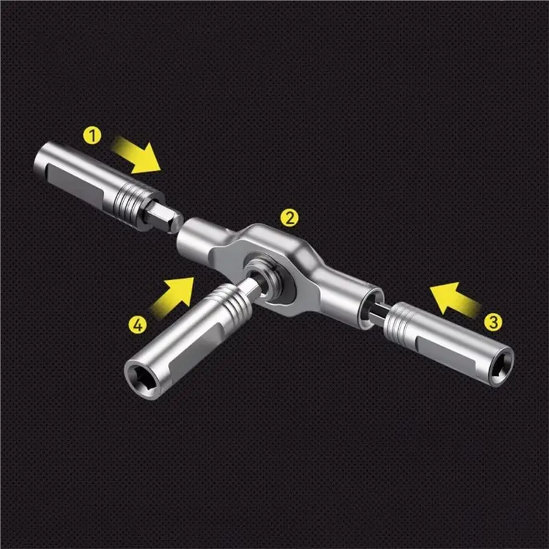 Magnetic T-Handle Extension Tool, High Torque Convertible Ratchet Screwdriver For Motorcycle DIY Repair Driver