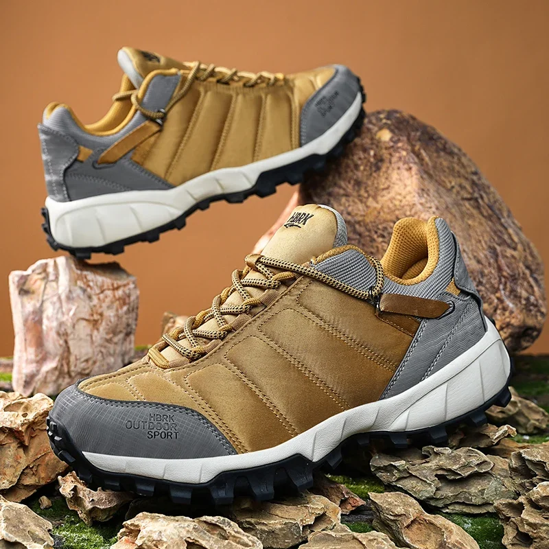 Zapatos de Trekking profesionales para hombre, zapatillas de escalada de montaña al aire libre, antideslizantes, color amarillo