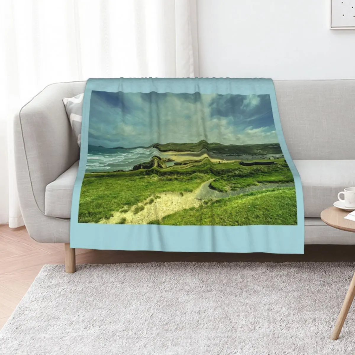 

Perranporth Headland Throw Blanket Personalized Gift Travel Camping blankets and throws Blankets