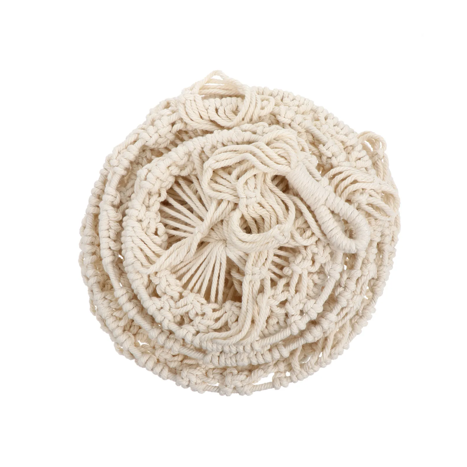 Hanging Flowerpot Net Bag – Cotton Rope Woven Planter Basket for Wall Decoration, Beige 3-Layer Home Plant Holder