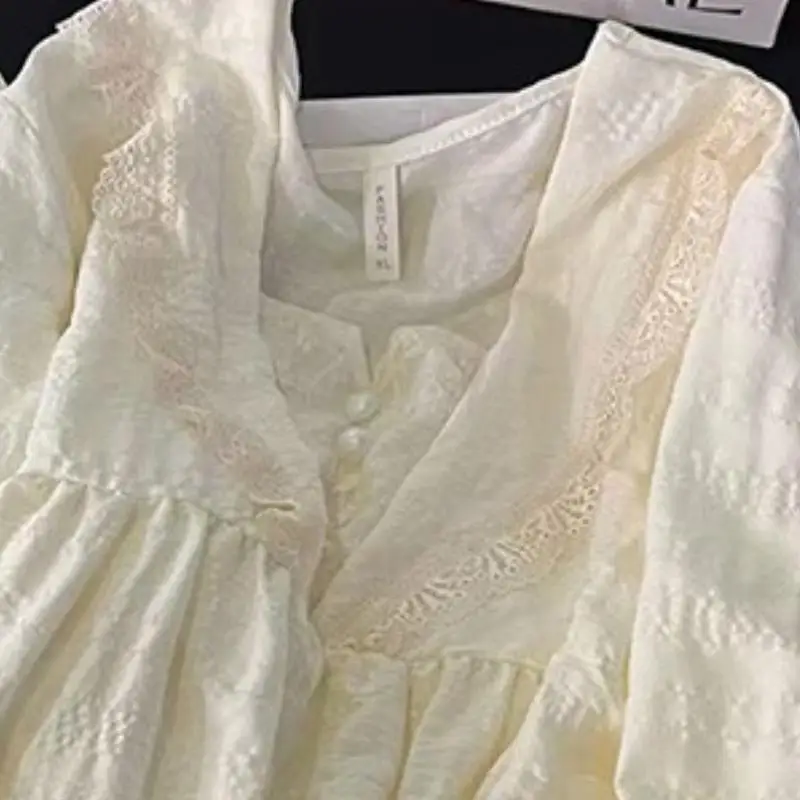 Women's lace long sleeved long pants home suit set for teenagers in spring autumn new pajamas for women cotton two-piece set 6