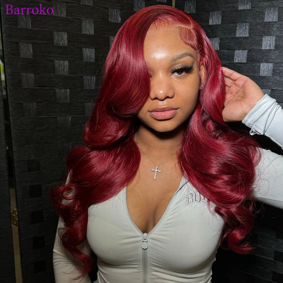 Barroko 1B 99j Colored Lace Frontal Wig Body Wave 13X6 Lace Frontal Wigs Human Hair Transparent Lace Pre Plucked Hair For Women