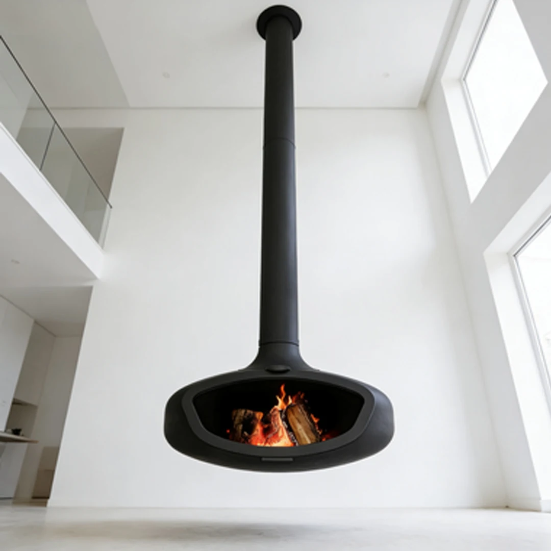 Modern Design Indoor Freestanding Fireplace Hot Sale Wall-Mounted Wood-Burning Stove Cast Iron & Steel Material