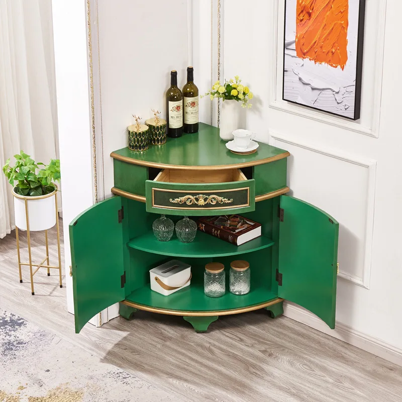 American French Triangle Wine Cabinet Living Room Corner Cabinet Locker Fan Door Drawing Cabinet Against Wall Corner Eme