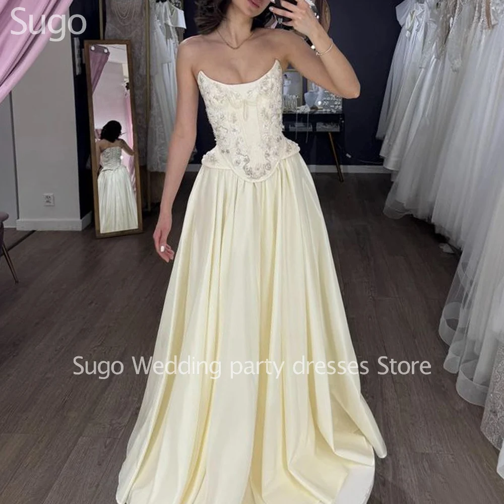 

Customized Long Beads Wedding Dresses Sweetheart Floor-Length Sweep Train Brides Dress Women Vestidos De Novias Gowns 2025
