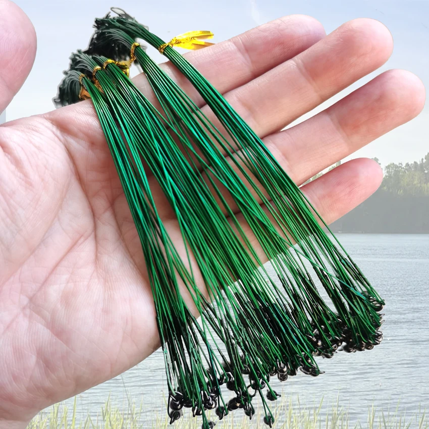 100/60/20 PCS 15cm 20cm 25 30cm Anti-bite Steel Wire Leader Leashes For Fishing With Swivel Fishing Lure Accessories Pike Bass