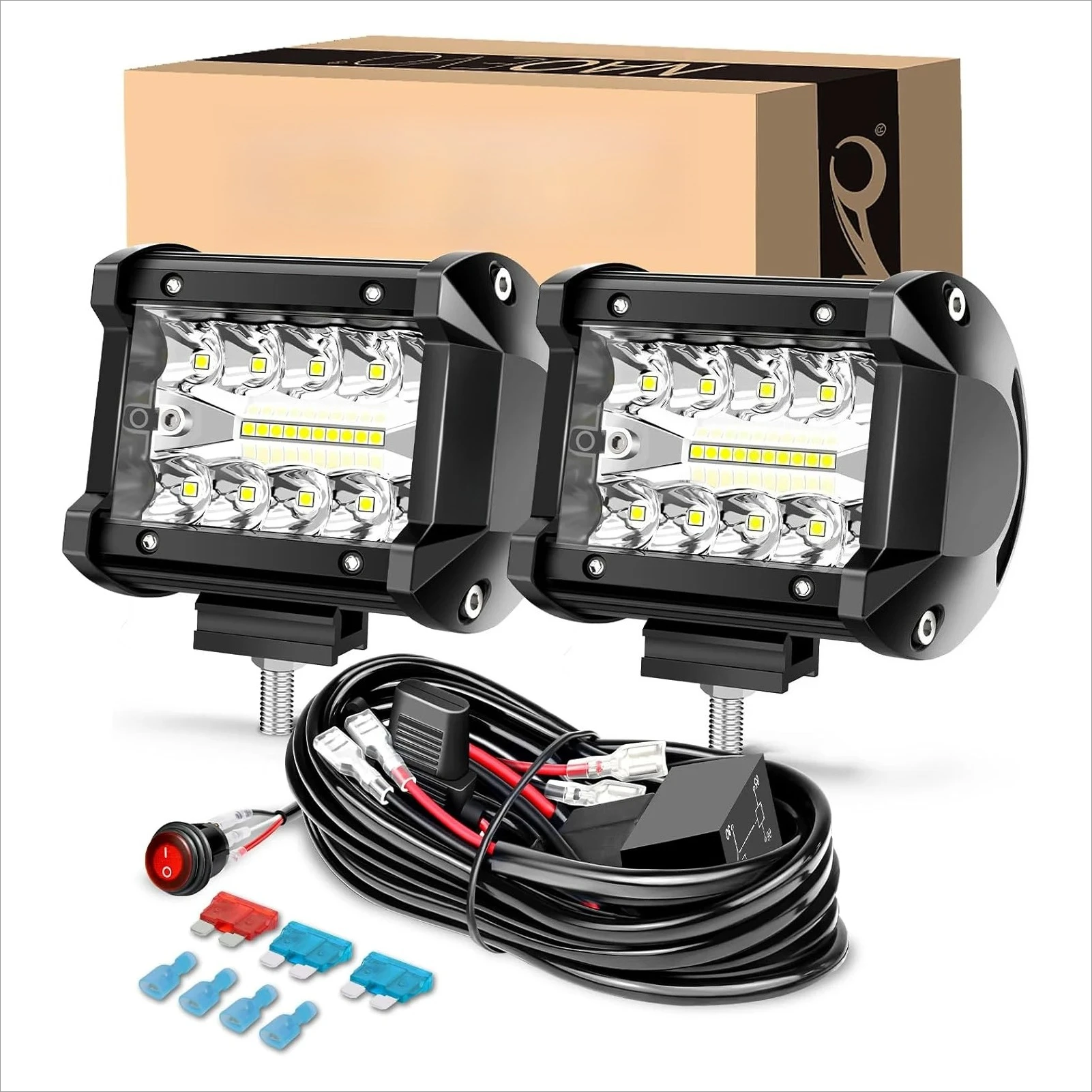 

4 Inch 2Pcs LED Pod Lights Spot Flood LED Fog Driving 4x4 Off Road Lights Work Lights for Truck Boat ATV UTV Jeep