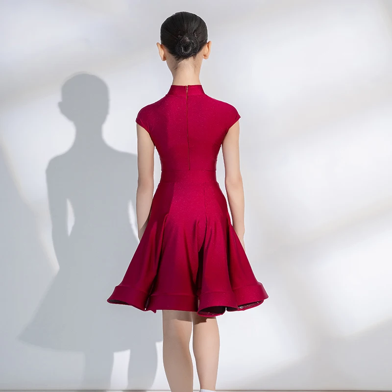 Mädchen Professionelle Latin Dance Wettbewerb Kleidung Mehrere Farben High Neck Split Anzug Chacha Leistung Kostüme DN22456