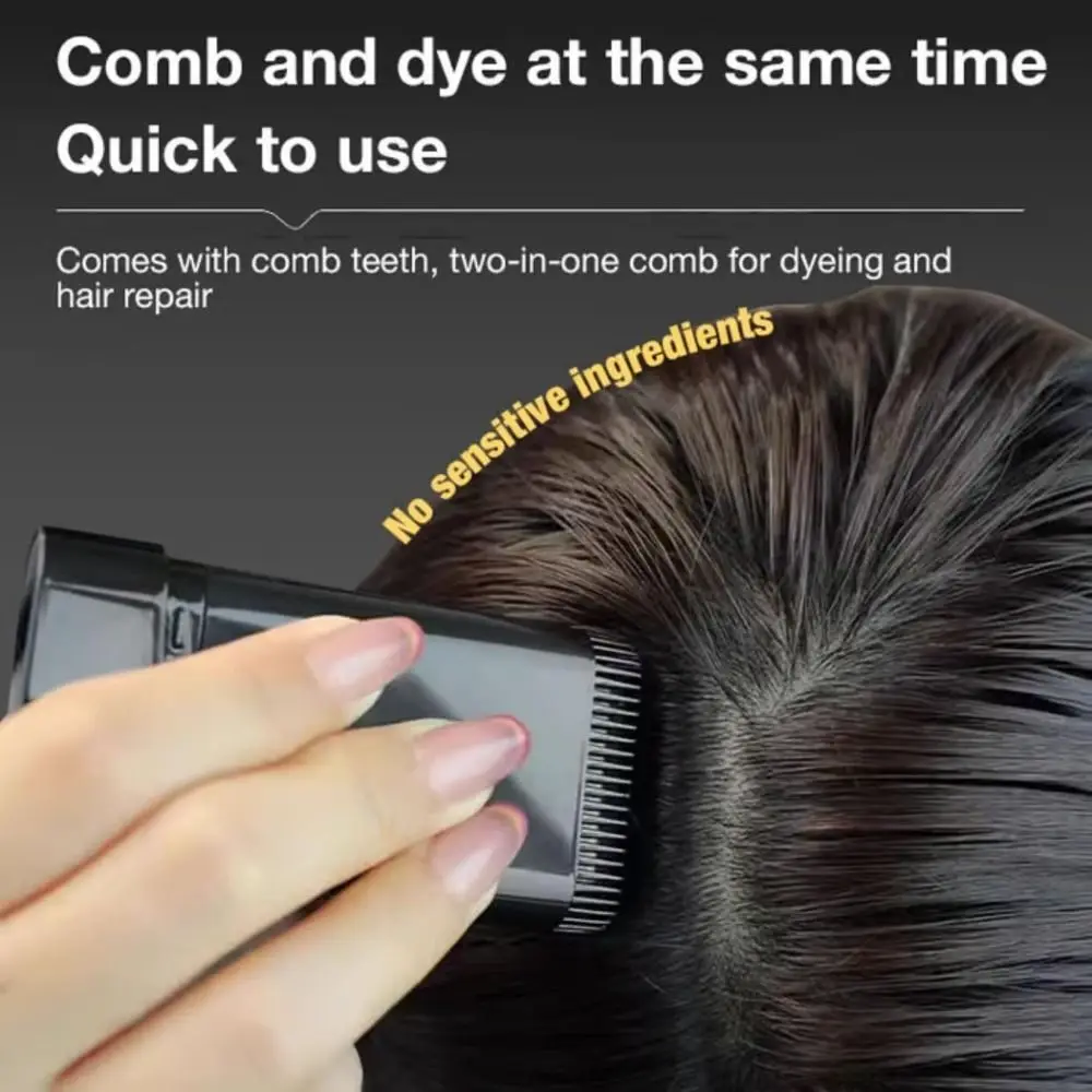 New Waterproof Comb Hair Dye Black Color Sweat-proof 2 in 1 Instant Dye Easy to Use Hair Dye Comb Stick for Gray Hair Coverage