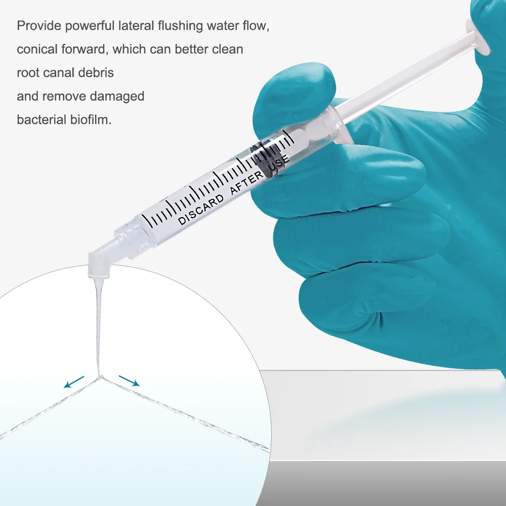 AI-Endo-2S końcówka do płukania strzykawki z kanałem korzeniowym 4% końcówki końcówki do płukania przewodu zębatego dwa wyloty do wstrzyknięcia