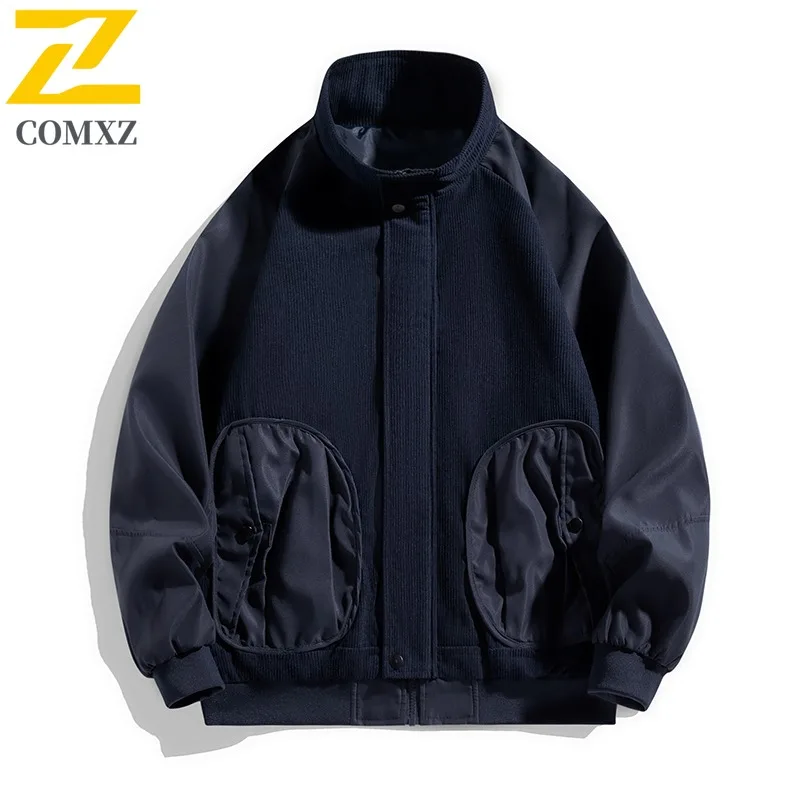 

COMXZ Men Jacket Corduroy Casual Loose Fit Retro Fashion Classic Autumn Outdoor Travel Hiking Coat Lightweight Breathable Jacket