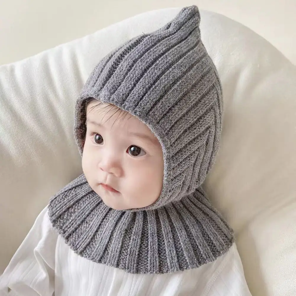 Baby Cold-Proof Neck Warm Beanies Windproof Collar Scarf Integrated Pullover Cap Balaclavas Warm Scarf Cap Kids Hats & Caps