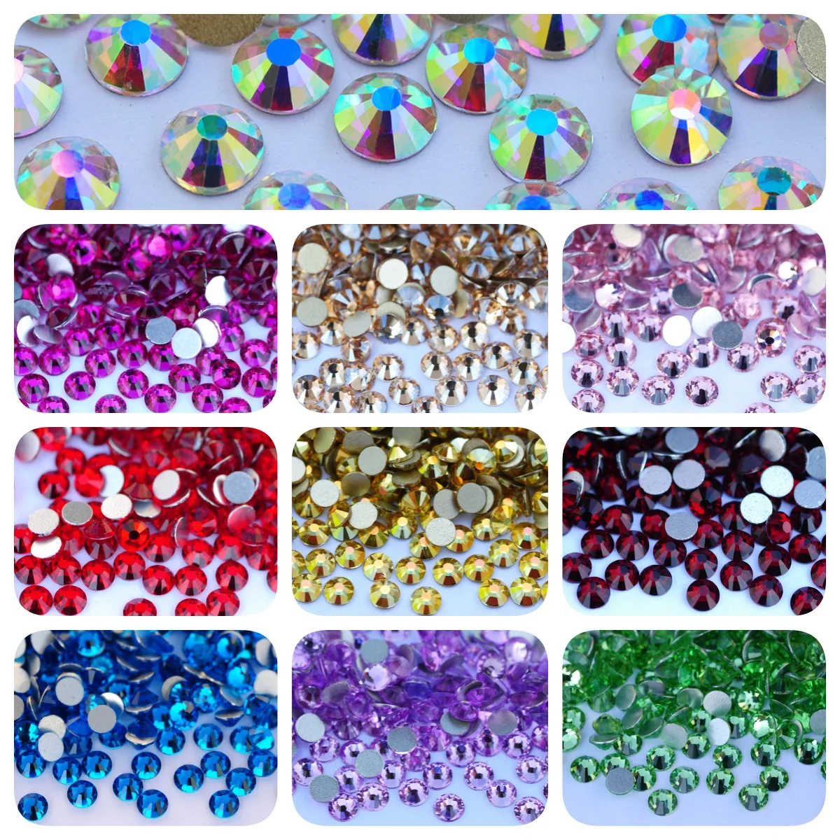 YANRUO 2058NoHF Black Rhinestones Non Hotfix Strass Crystal Glue Flatback Rhinestone Stones For Nail Art Rhinestones