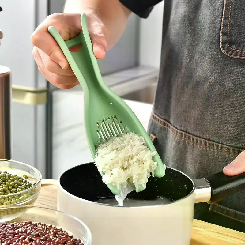 Efficient Rice Washing Tool Silicone Sieve Spoon with Easy Drain Colander Function