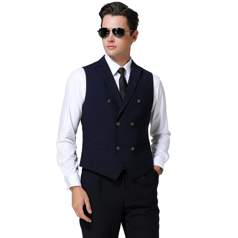 

Aviation Property Flight Workwear Air Pilot Black Slim Fit Vest Male Captain Uniform Aircraft Buckle Business Suit Formal Suit