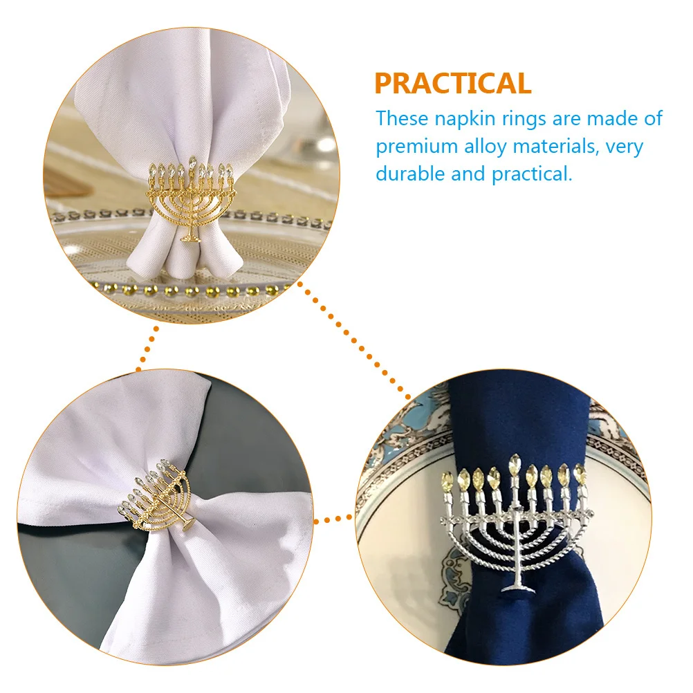 

4Pcs Wearresistant Napkin Rings Beautiful Colors Exquisite Design Serviette Accessories Holiday Parties Hanukkah Napkin Ring