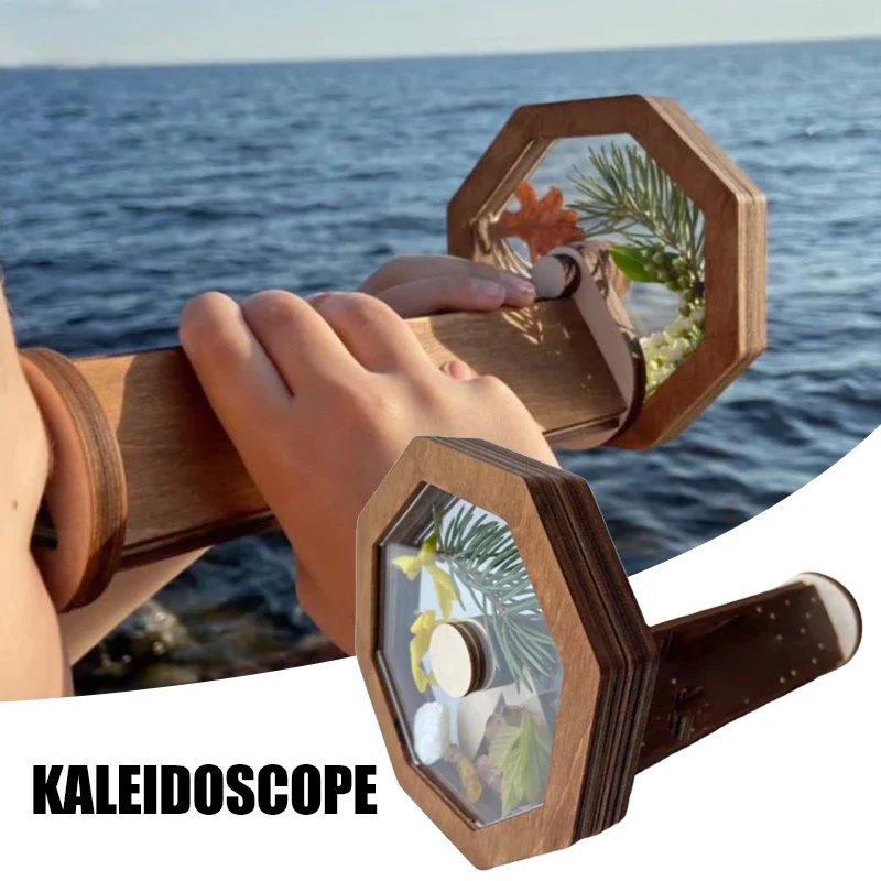 Creative Wooden DIY Kaleidoscope Kit for Kids Toddler Magic Interactive Logical Rotating Gifts Children Outdoor Interactive Game