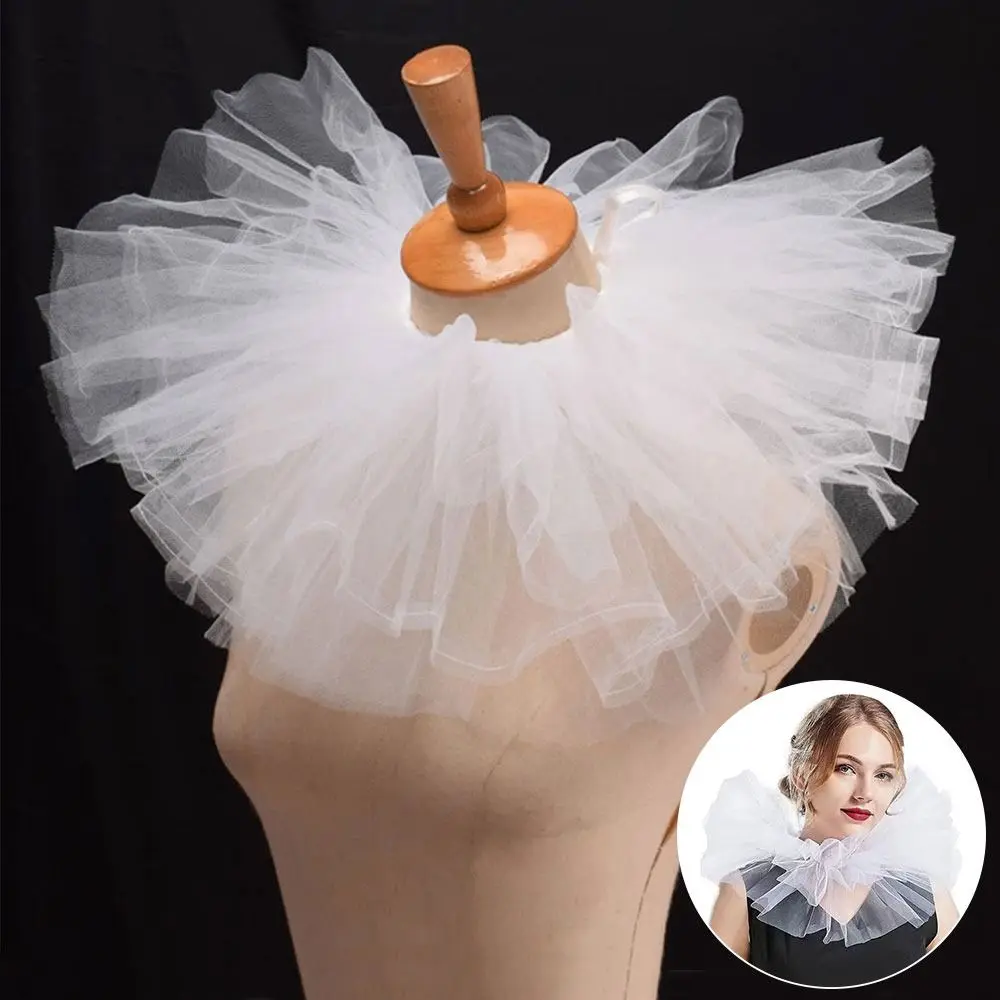 

Модный викторианский искусственный воротник, съемный классический воротник-жабо, кружево с рюшами, винтажная одежда, аксессуары для вечеринки