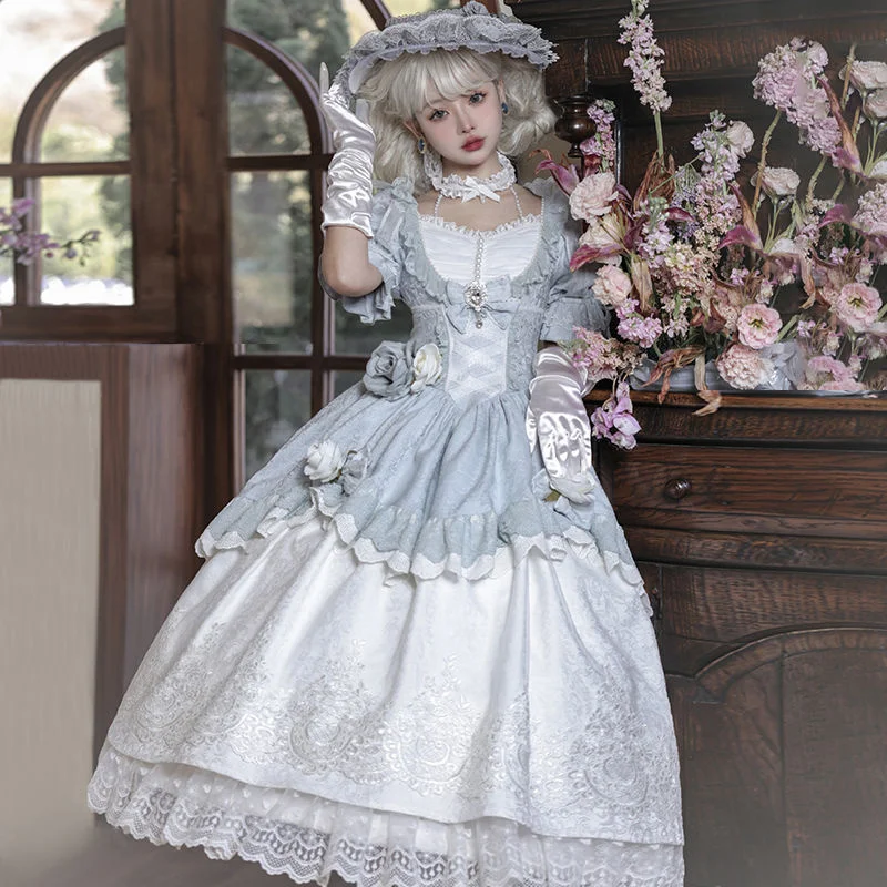 Elegant Lolita Jsk Suspender Dress Princess Palace Oil Painting Cla Ruffle Gorgeous Dress Court Style JSK Tea Paty Dress