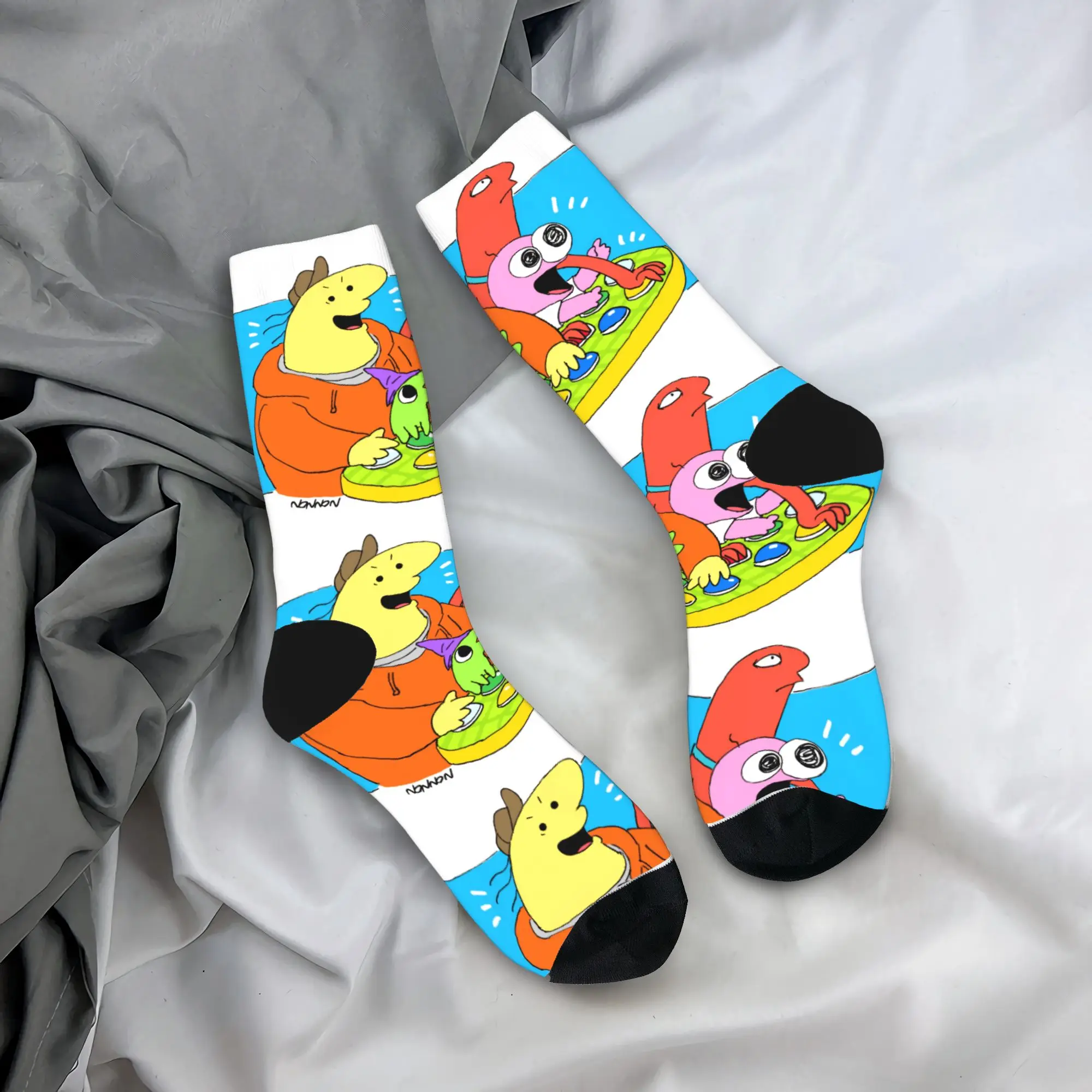 الكرتون S-تبتسم الأصدقاء الجوارب الترفيه جوارب الرجال عالية الجودة الجري الجوارب الربيع المطبوعة المضادة للانزلاق الجوارب #1