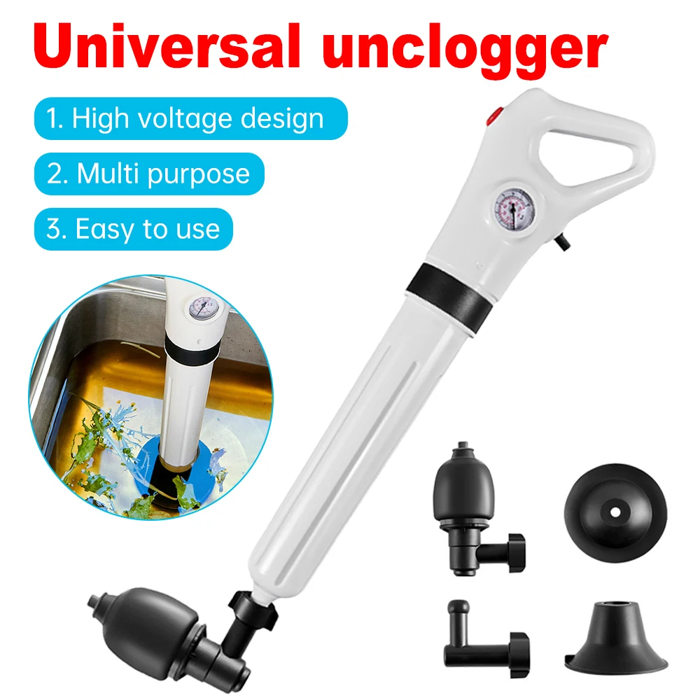 Professional High Pressure Pipe Plunger Toilet Plungers Pump Air Blaster Hose Unblocker Opener Drain Sinks Cleaning Gun Bathtub