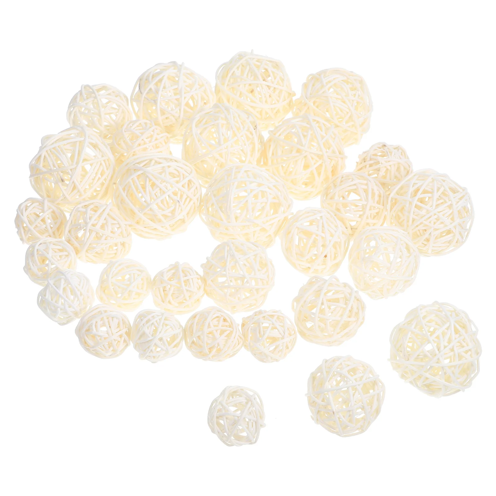 30 Pcs White Decorative Balls Takraw Coffee Table Baby Wicker Basket Home Accessories